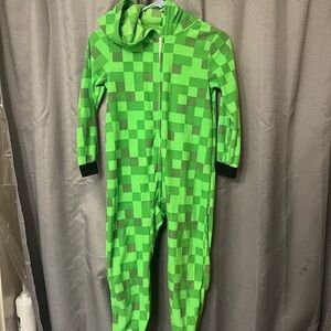 Green Creeper Footies One Piece with Hood